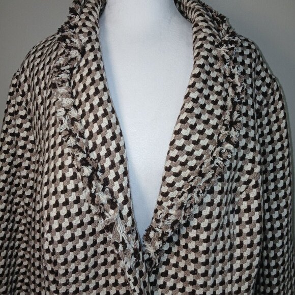 JESSICA LONDON TWEED CHECKED JACKET, BROWN CREAM AND BLACK, WOMENS SIZE 24W - Picture 10 of 10